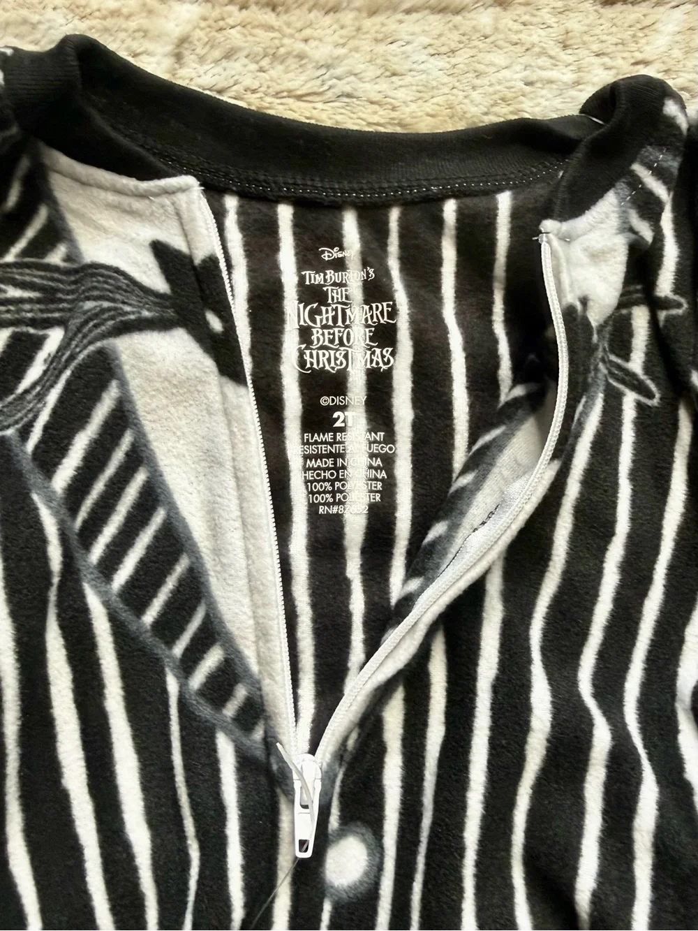 *NWT* Toddler Boys’ Disney NBC Jack Skellington Footed Pajamas w/Hat, Size 2T